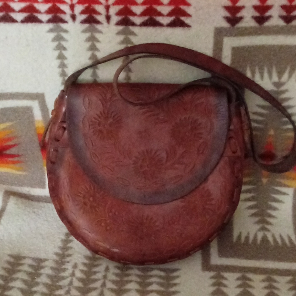 Vintage Leather Hand Tooled Hobo Bag/Purse